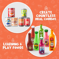 JOYIN 30Pcs play food cans with water bottle for pretend hydration scenes