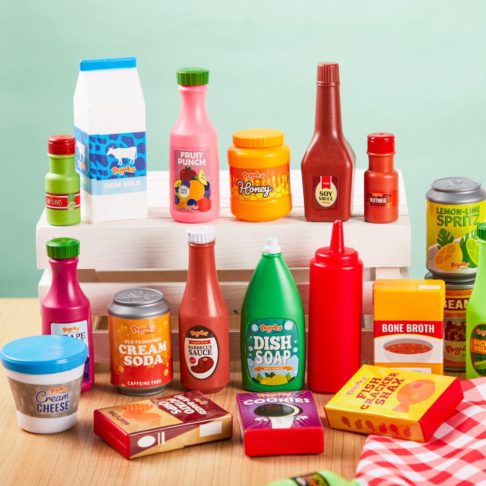 JOYIN 30Pcs play food cans with yogurt sparks snack-time storytelling