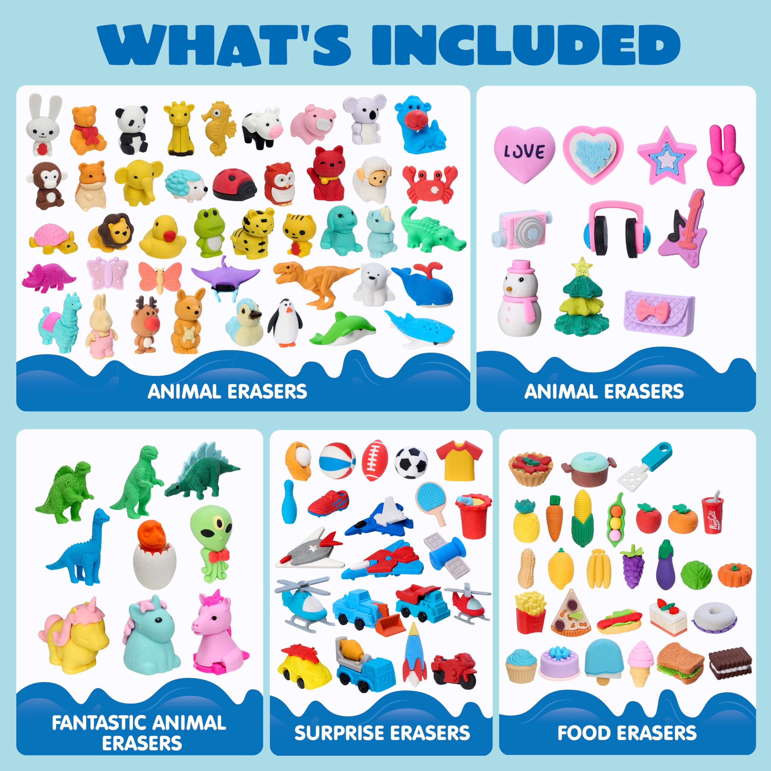 JOYIN 3D animal erasers bright colors help kids recognize shapes while practicing writing