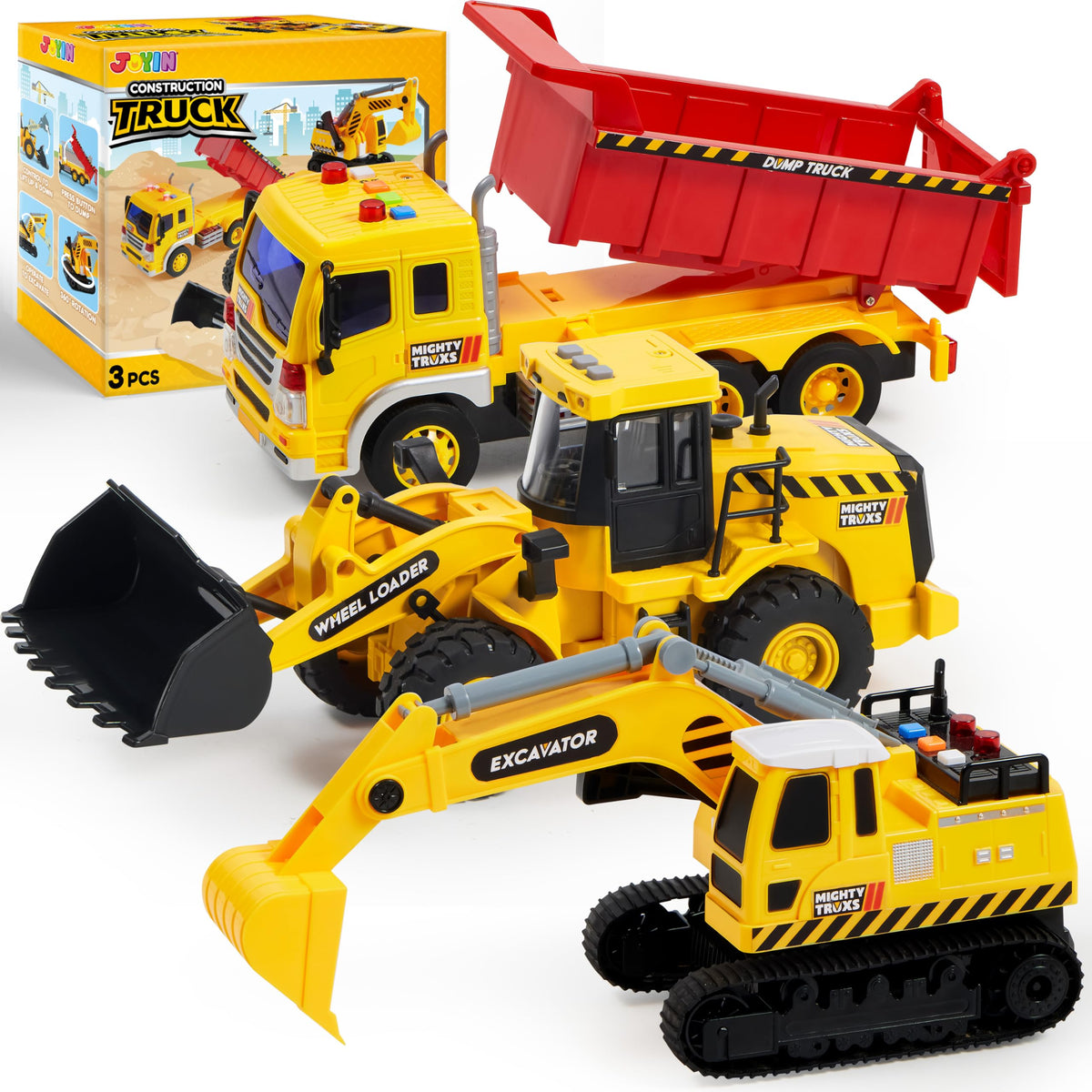 JOYIN 3Pack Excavator toy for sandbox play, inspiring imaginative construction scenes.