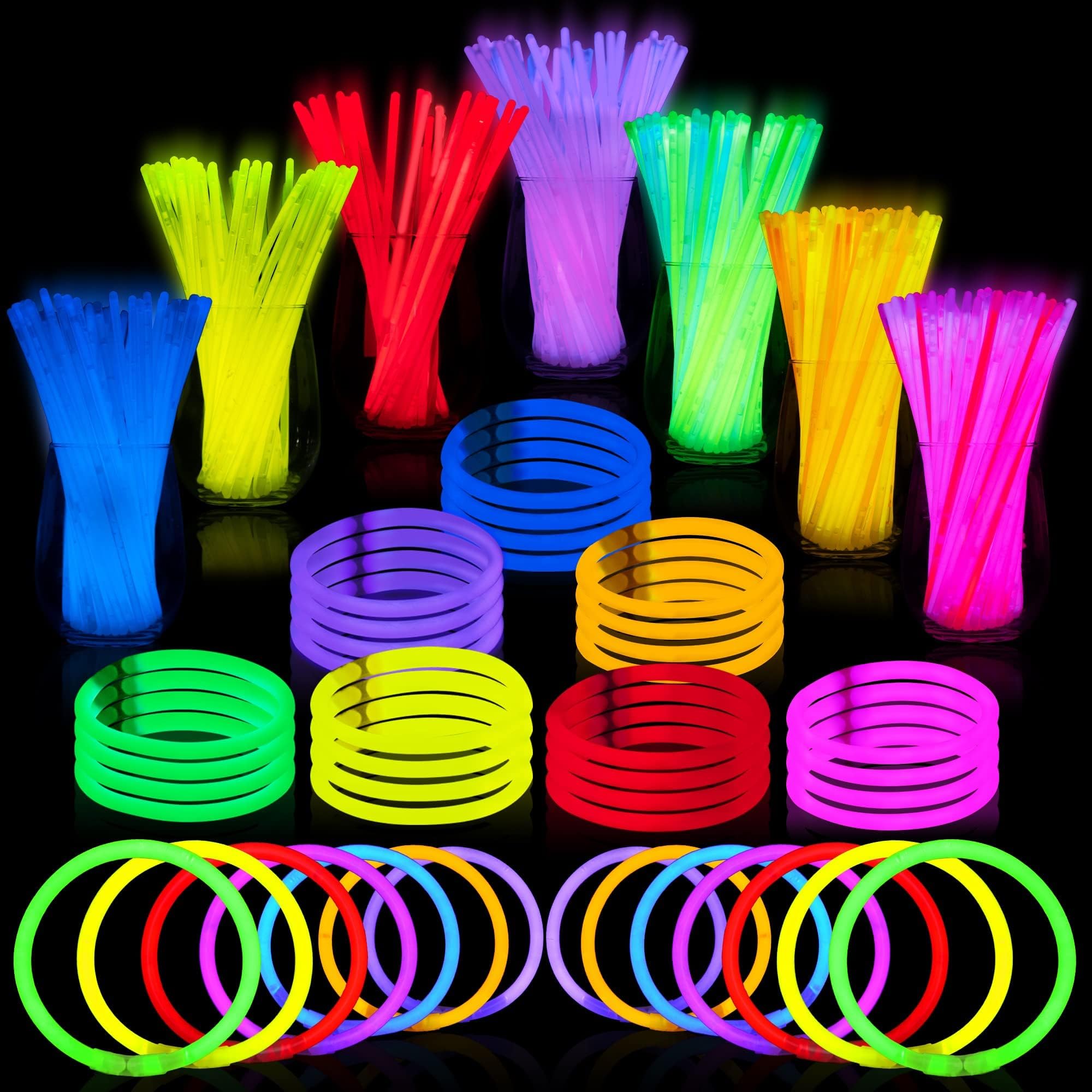 JOYIN 400-pcs 8in glowsticks pack in vibrant colors for party lighting