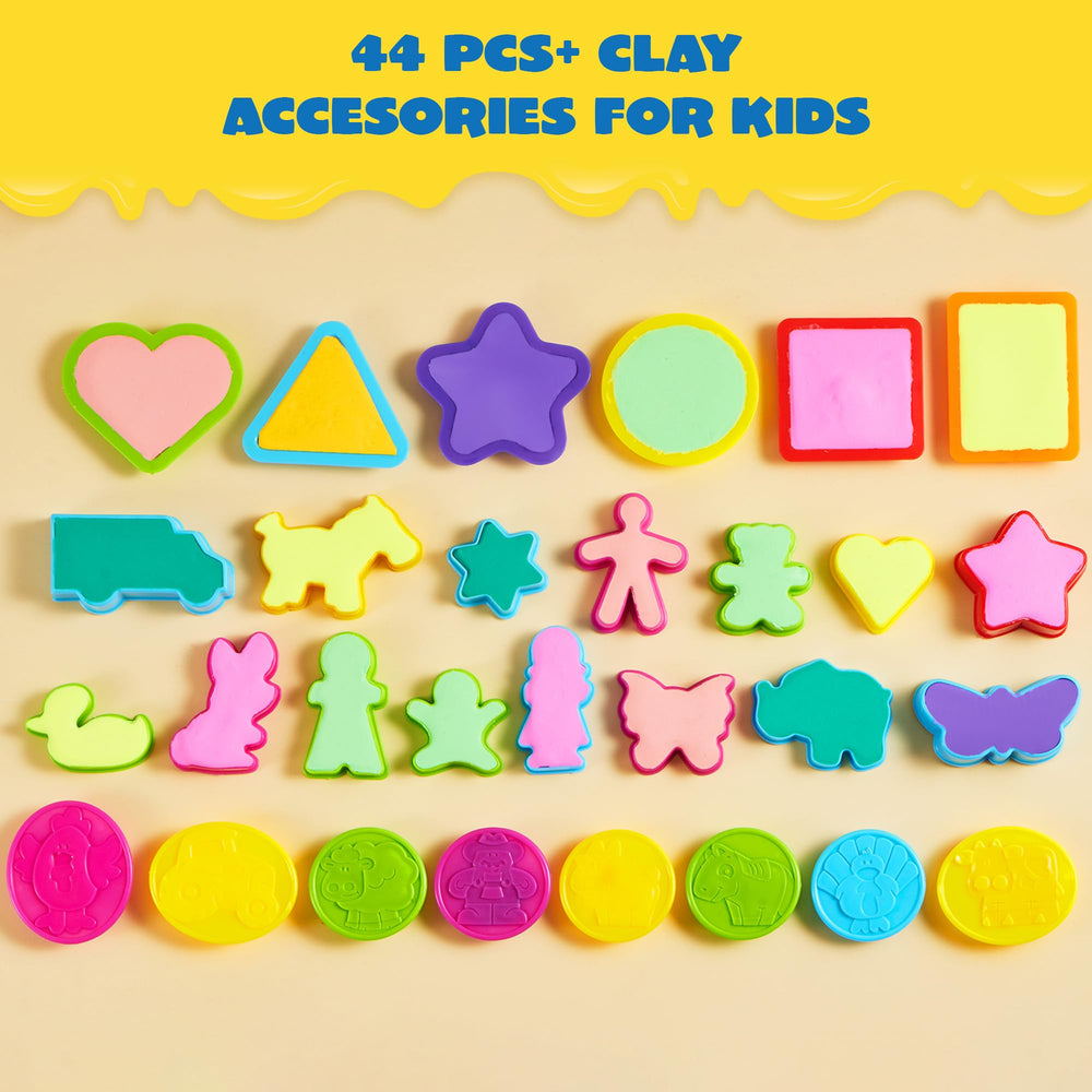 JOYIN 44-piece clay tools set animal molds spark imaginative storytelling during playtime.