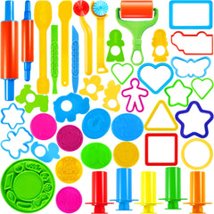 JOYIN 44-piece clay tools set rolling pin aids kid-friendly shaping with easy-grip handles.
