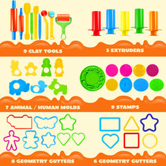 JOYIN 44-piece clay tools set spaghetti extruder creates fun string textures for kids' crafts.
