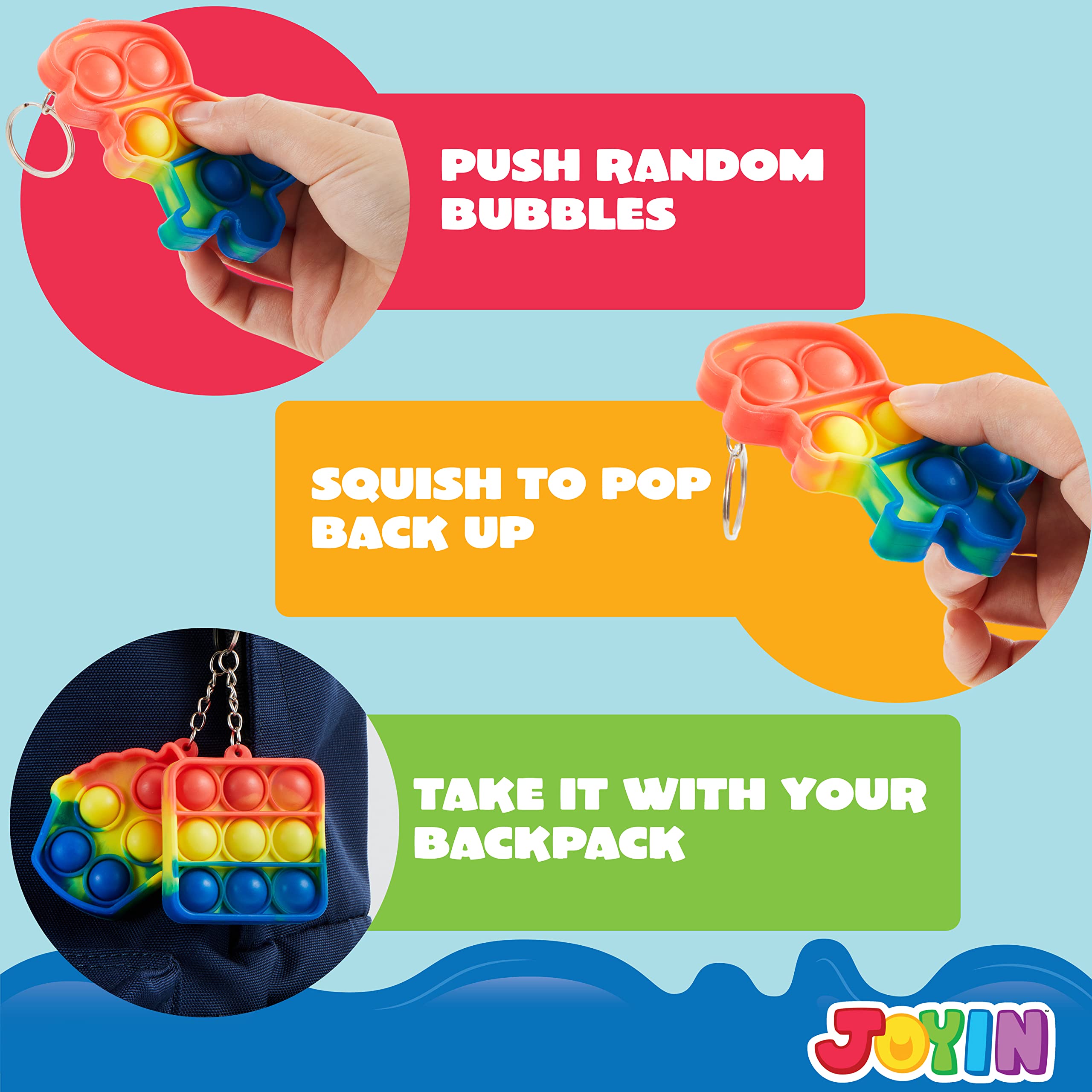 JOYIN pop tubes add visual novelties and tactile play for sensory exploration.
