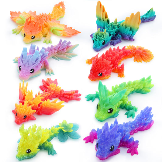 JOYIN 8-pack dragon poseable design, flexible joints for dynamic desk displays.