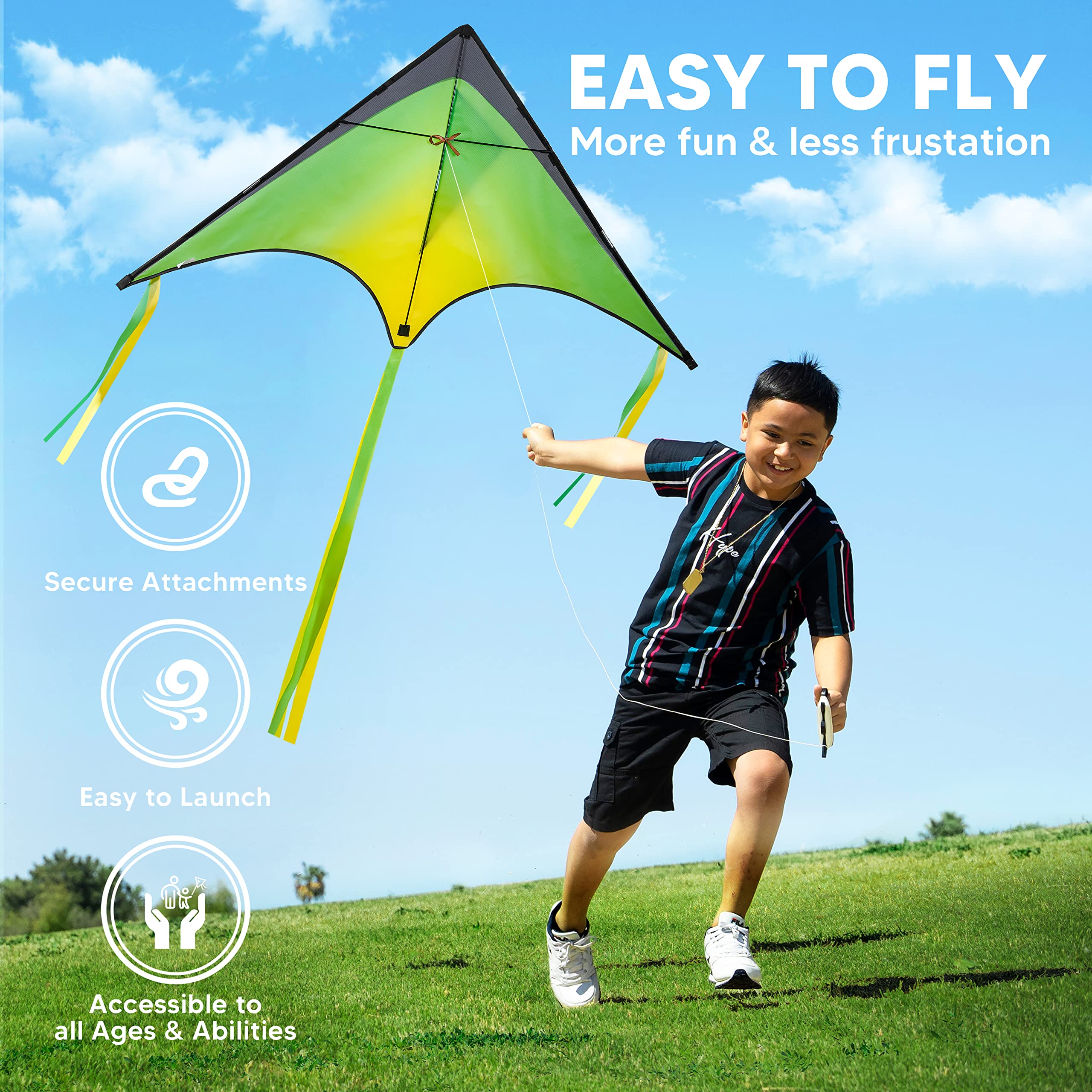JOYIN 262.5 ft kite string extended for long control and relaxed launching