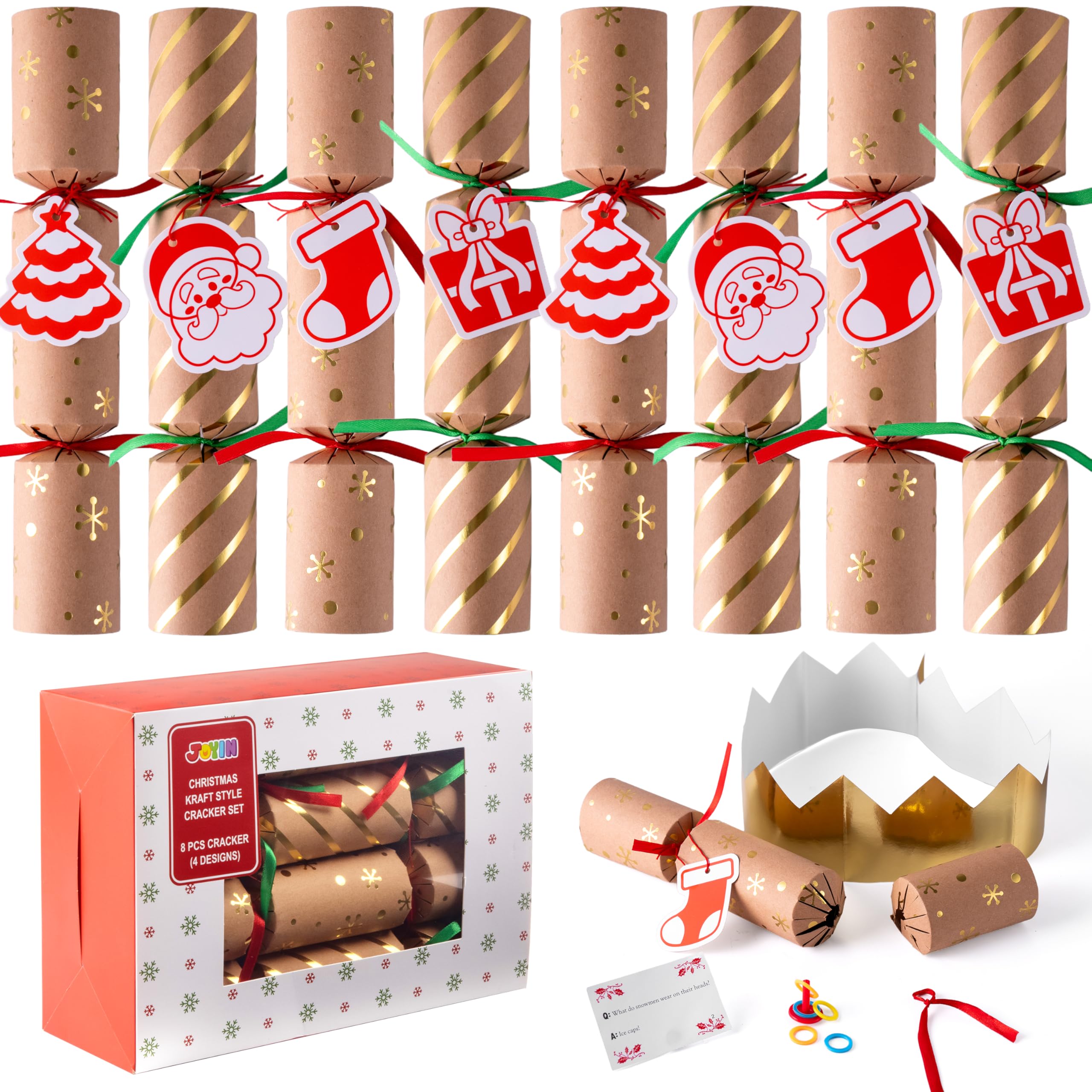 JOYIN 8-piece Christmas table favor, design A front adds festive charm to holiday dinners