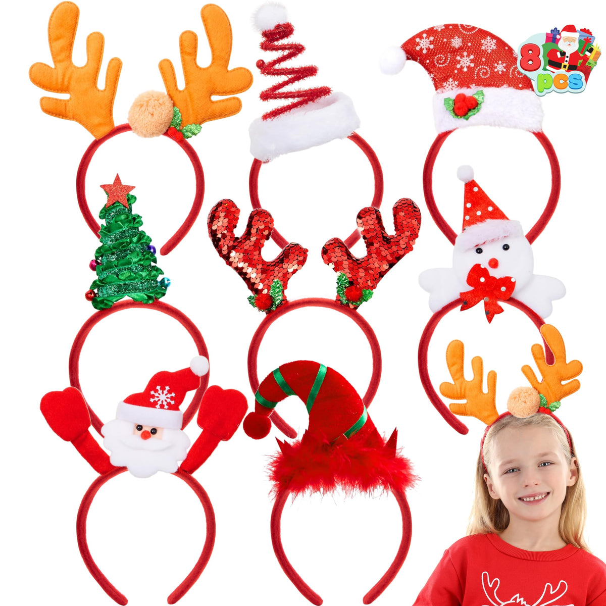 JOYIN reindeer headband adds playful charm for kids' party photos.