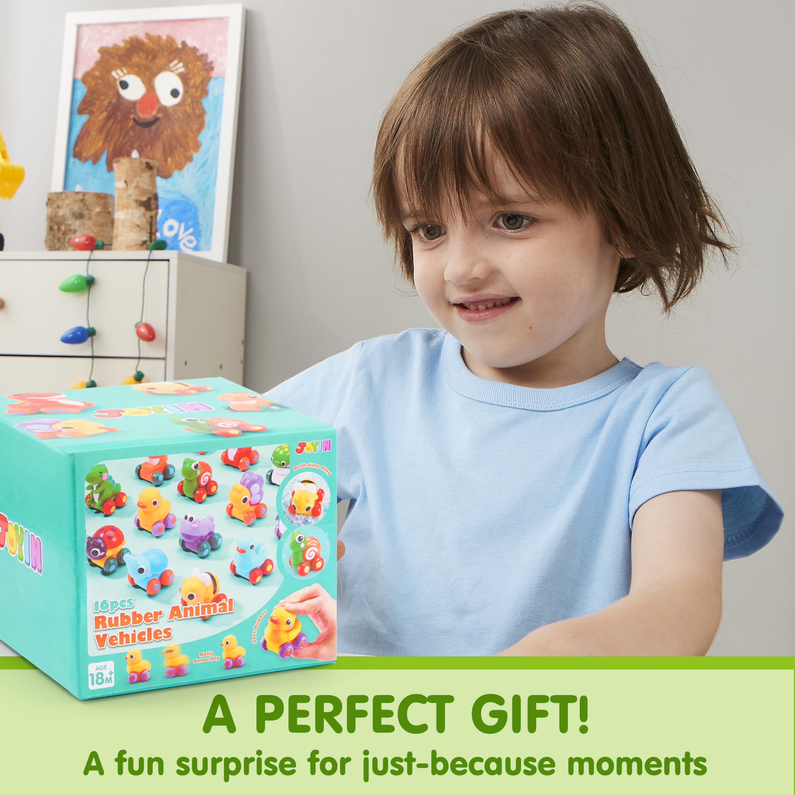 JOYIN t-rex rubber car inspires imaginative dinosaur play during playtime.