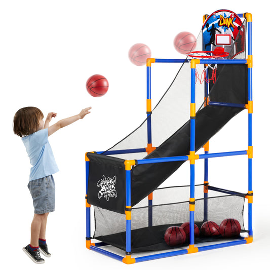 JOYIN arcade basketball stand being assembled for quick setup and play