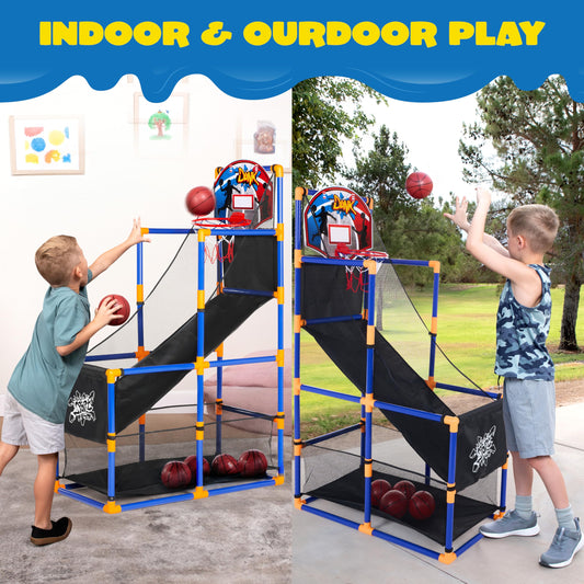 JOYIN arcade basketball stand with balls ready indoors
