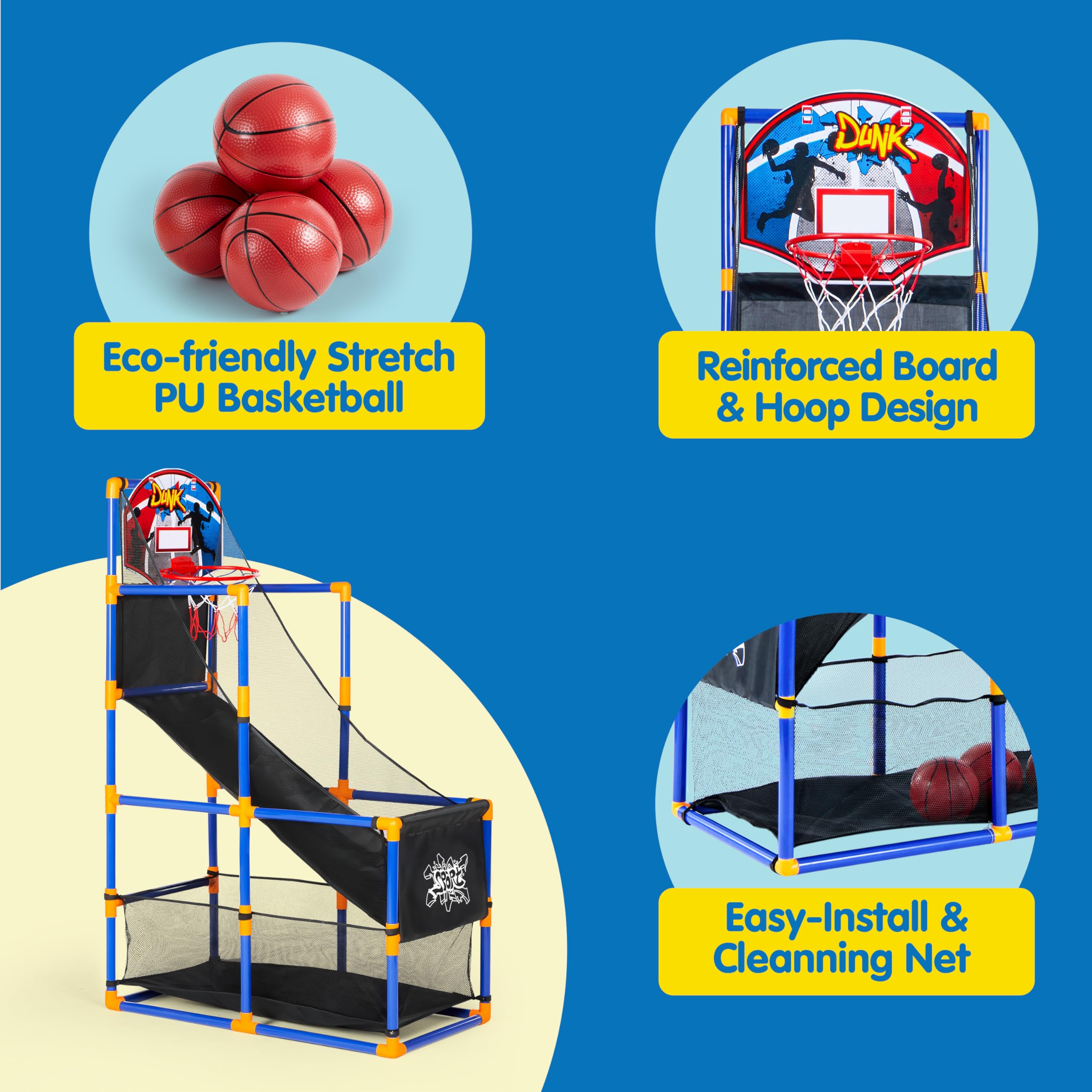 JOYIN arcade basketball stand height adjustment for growing players