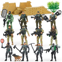 JOYIN army men playset featuring 12 figures in three color themes for varied storytelling