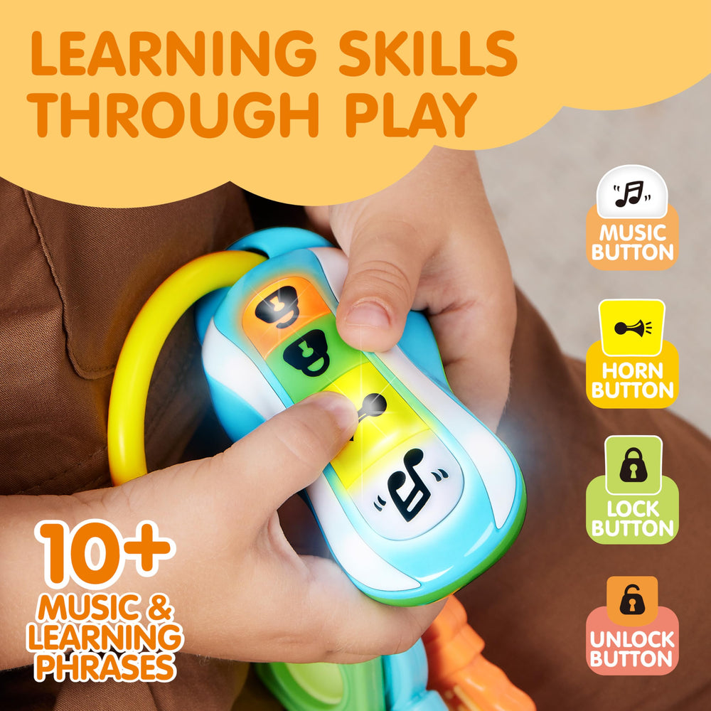 JOYIN Baby Car Keys Teether middle silicone key highlighted for squeezable tactile fun.