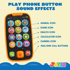 JOYIN baby learning phone buttons closeup emphasizes kid-friendly controls and interactive play