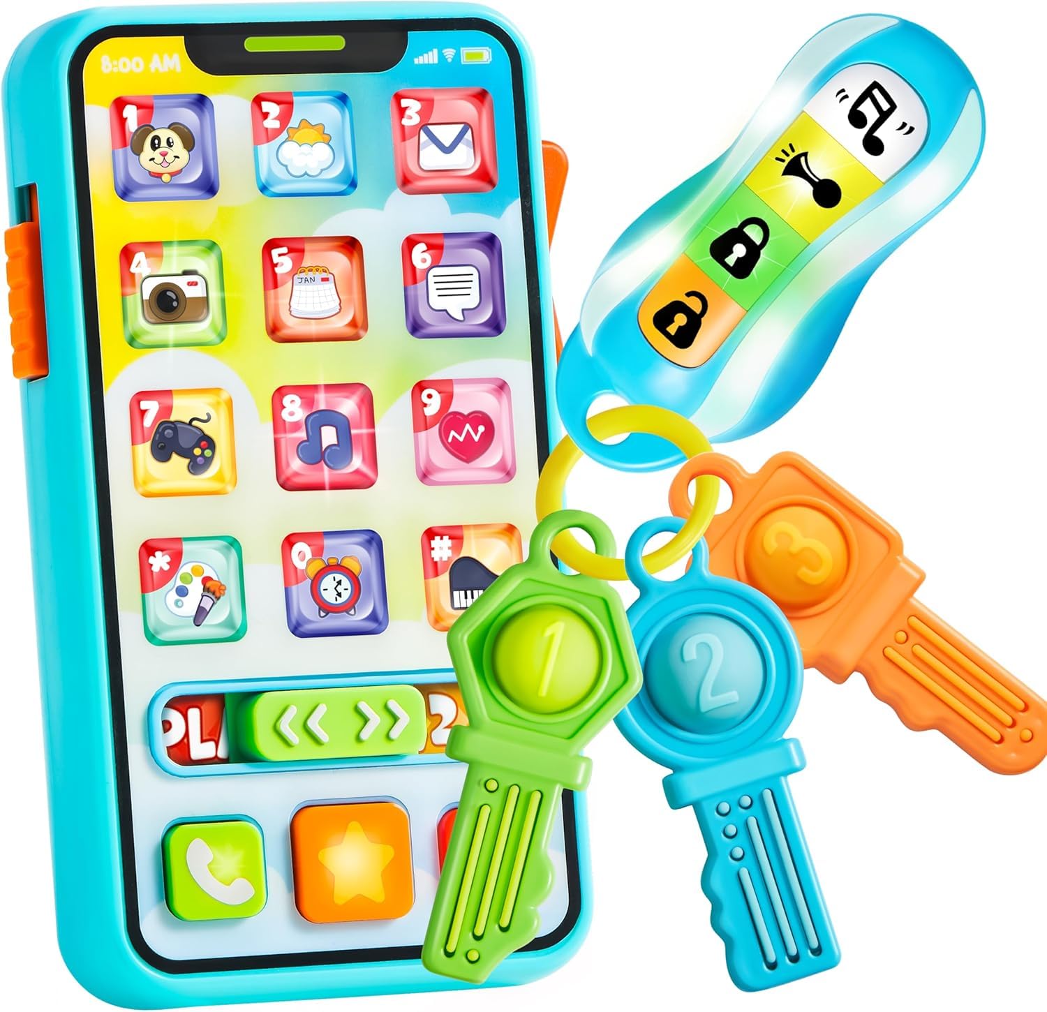 JOYIN baby musical toy phone image shows bright colors for visual stimulation and early learning.