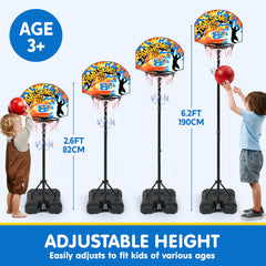 JOYIN adjustable-height hoop grows with children for growing players.