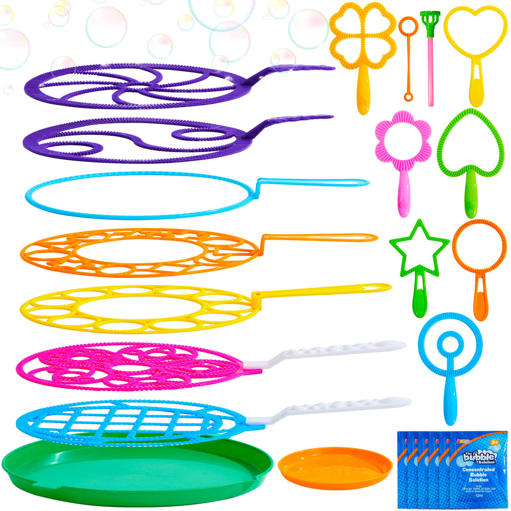 JOYIN big bubble wands set with tray tools for outdoor play and family fun.