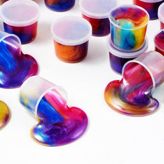 JOYIN Birthday slime cups provide a fun activity for guests.