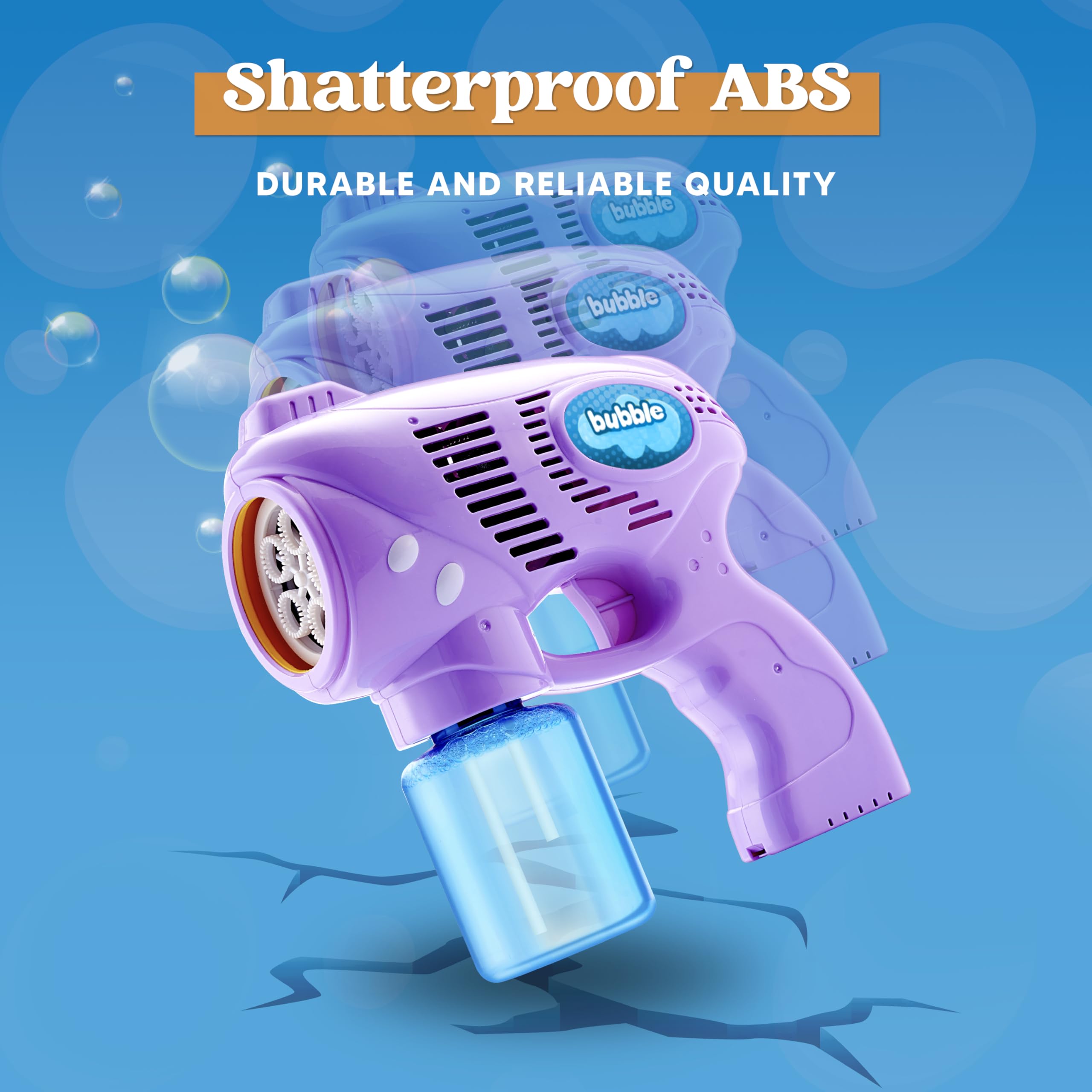 JOYIN bubble guns in action with two triggers for easy play