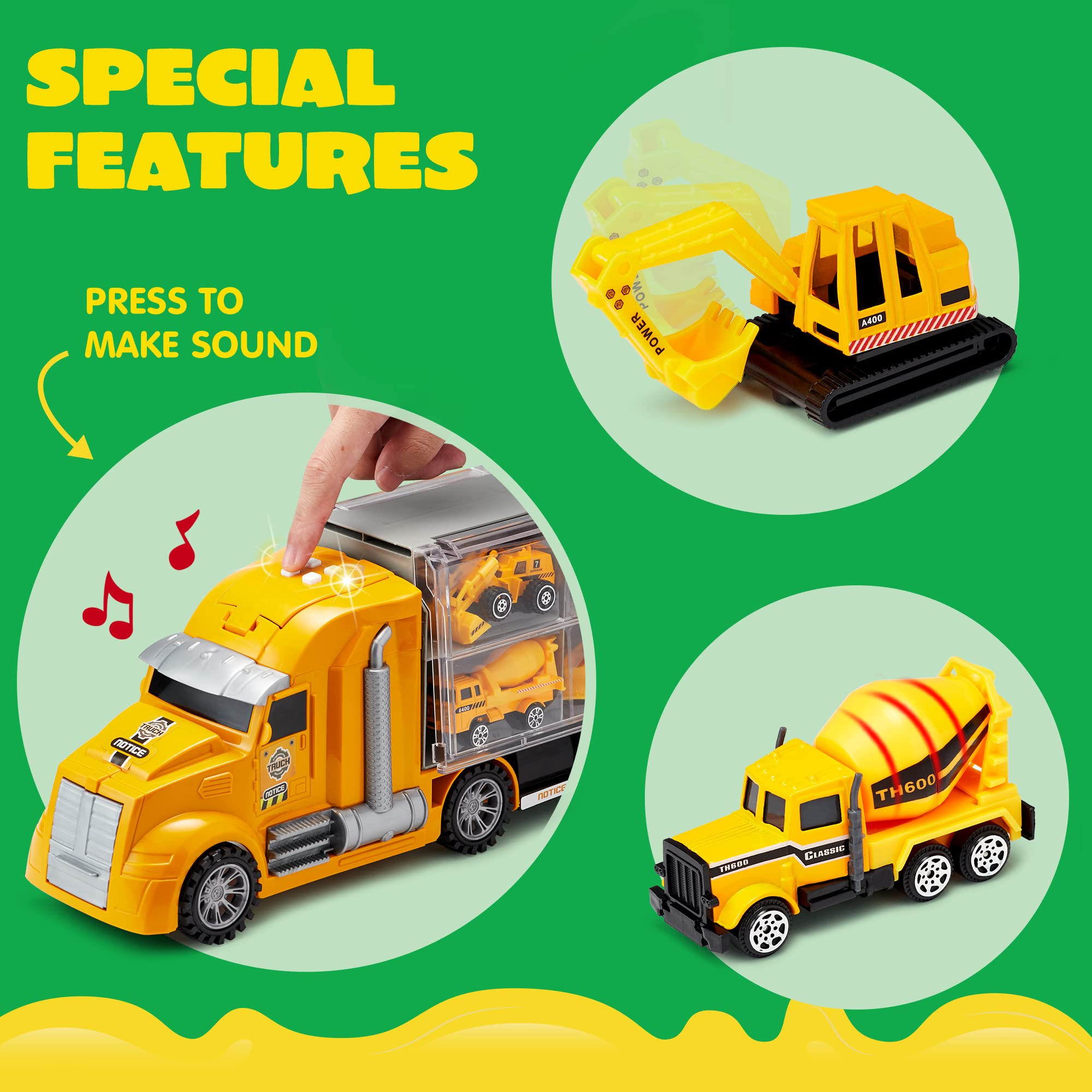 JOYIN carrier truck stores all vehicles for easy cleanup after play.