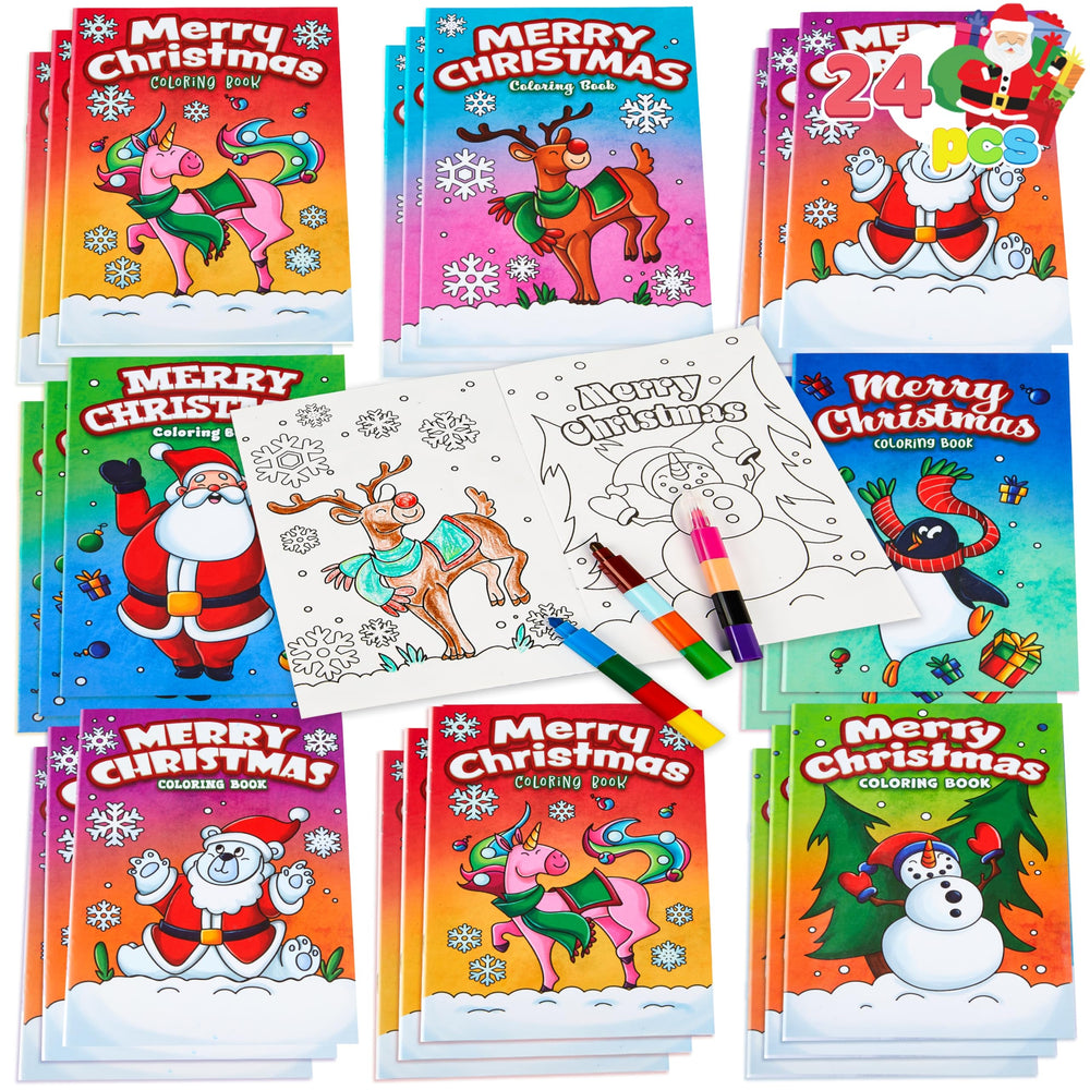 JOYIN Christmas coloring book cover set with six festive designs for kids.