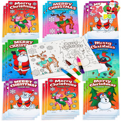 JOYIN Christmas coloring book cover set with six festive designs for kids.