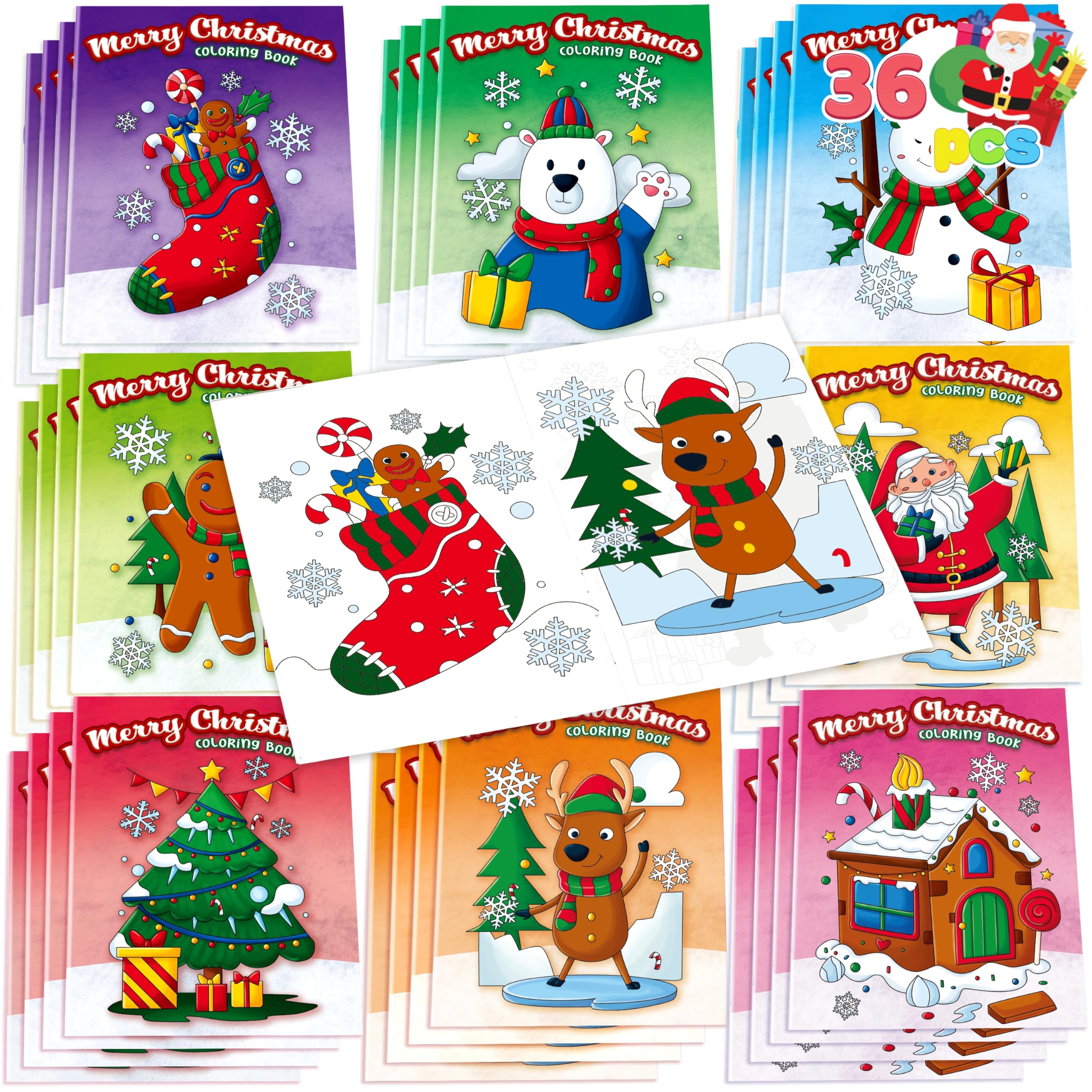 JOYIN Christmas coloring books cover Santa with festive scenes to spark creativity