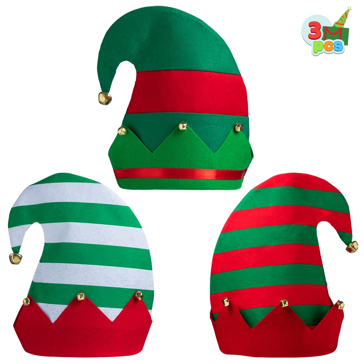 JOYIN Christmas elf hat set in green and red for festive photos