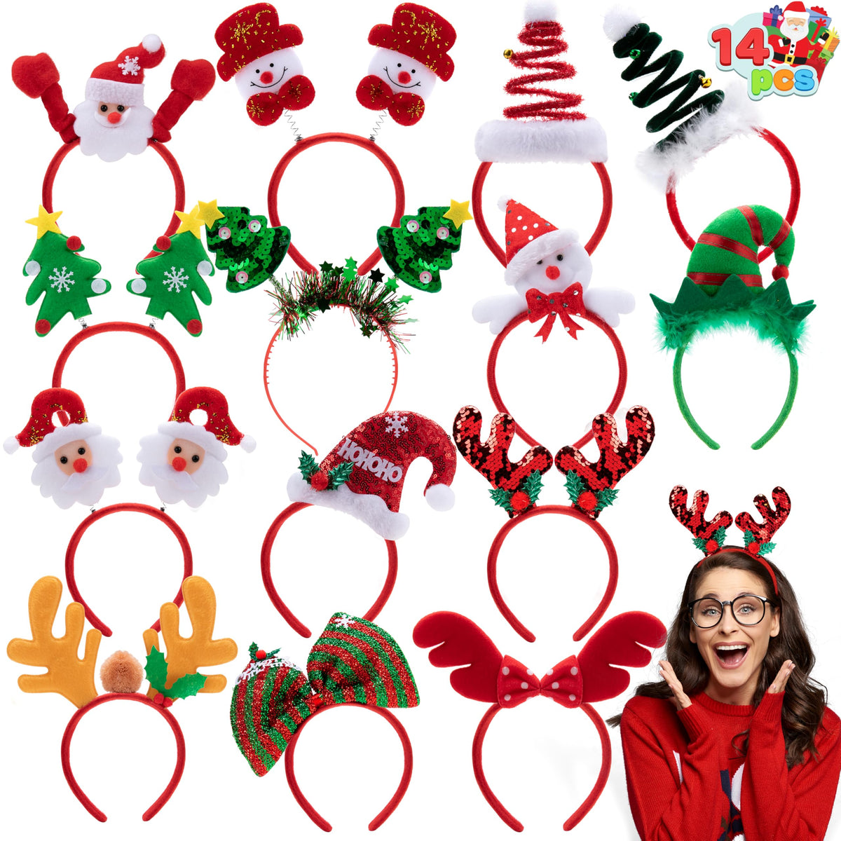 JOYIN Christmas headbands elf design for playful holiday photos