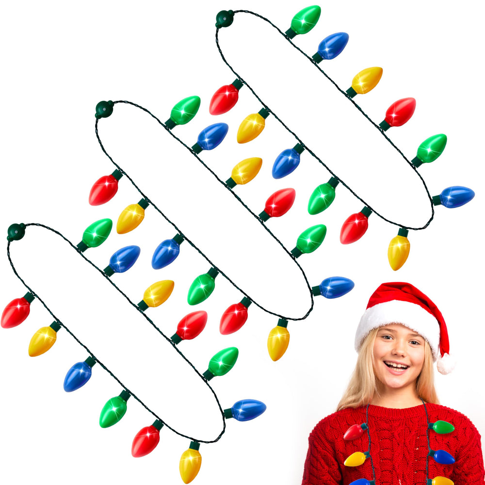 JOYIN Christmas LED necklace with 12 bulbs for bright holiday outfits.