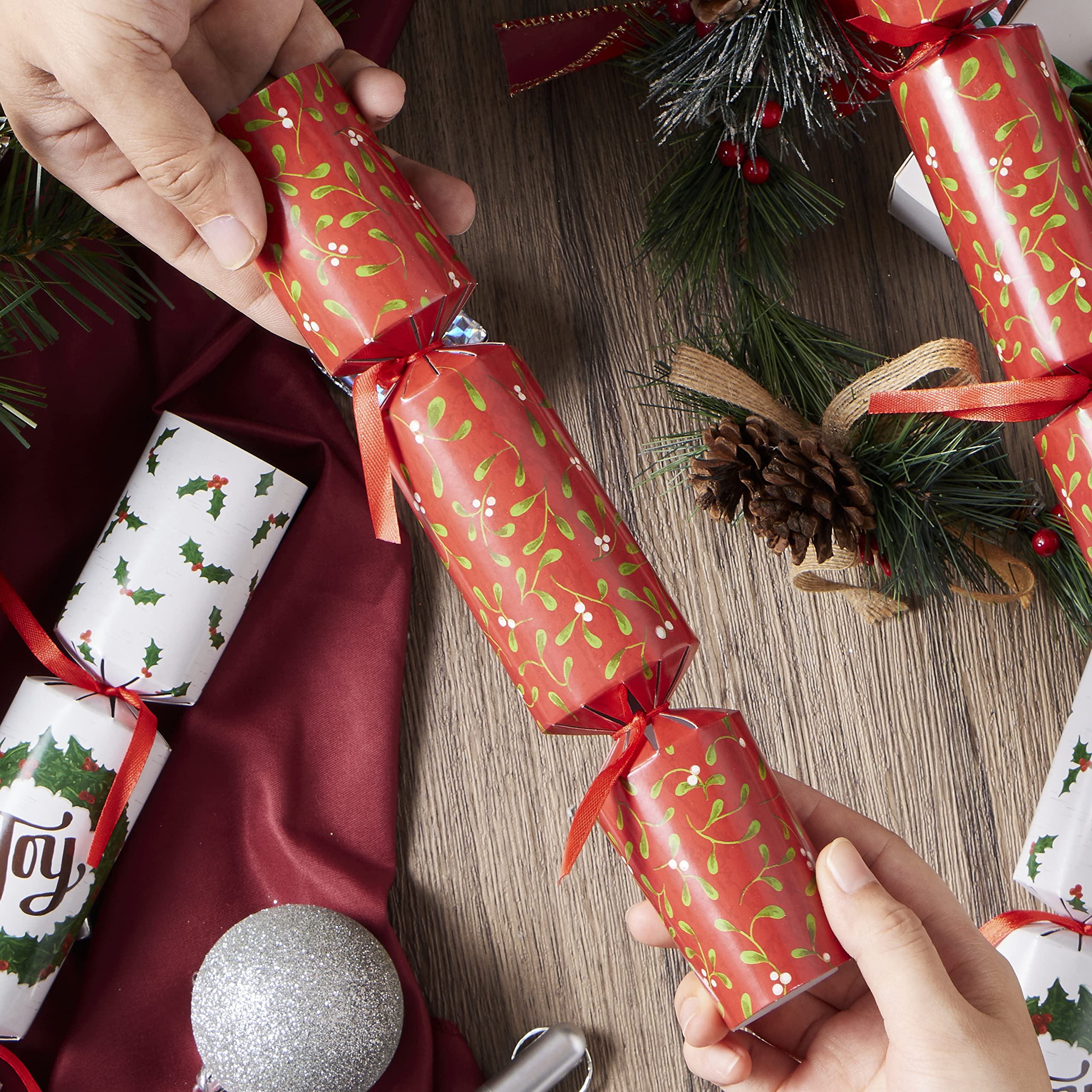 JOYIN Christmas party favor pack displayed as colorful decorations for holiday tables