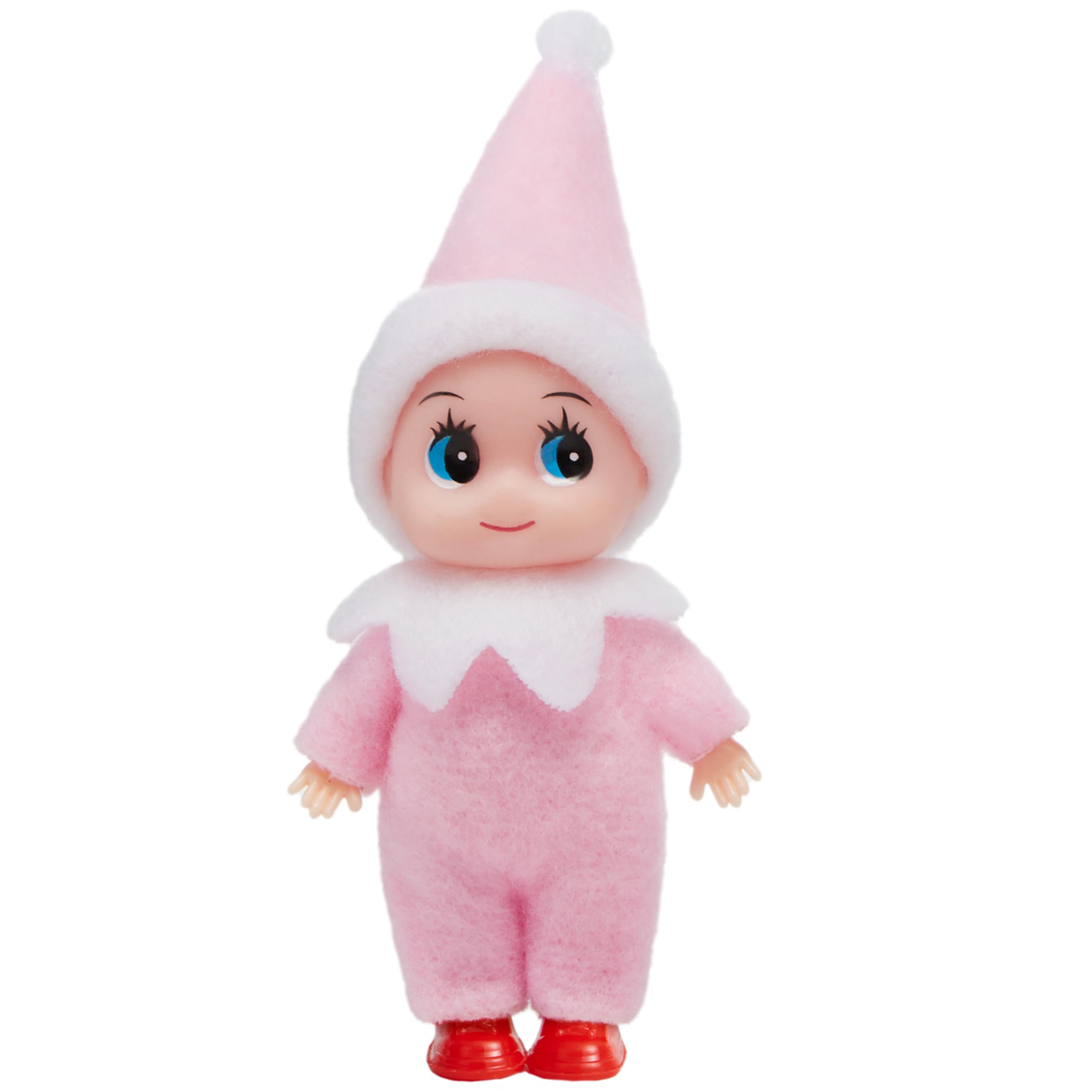JOYIN pink elf plush doll with festive pose for Christmas decor and gifting.