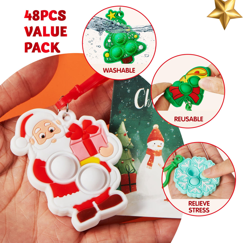JOYIN Christmas pop toy snowflake design offers quiet sensory play.
