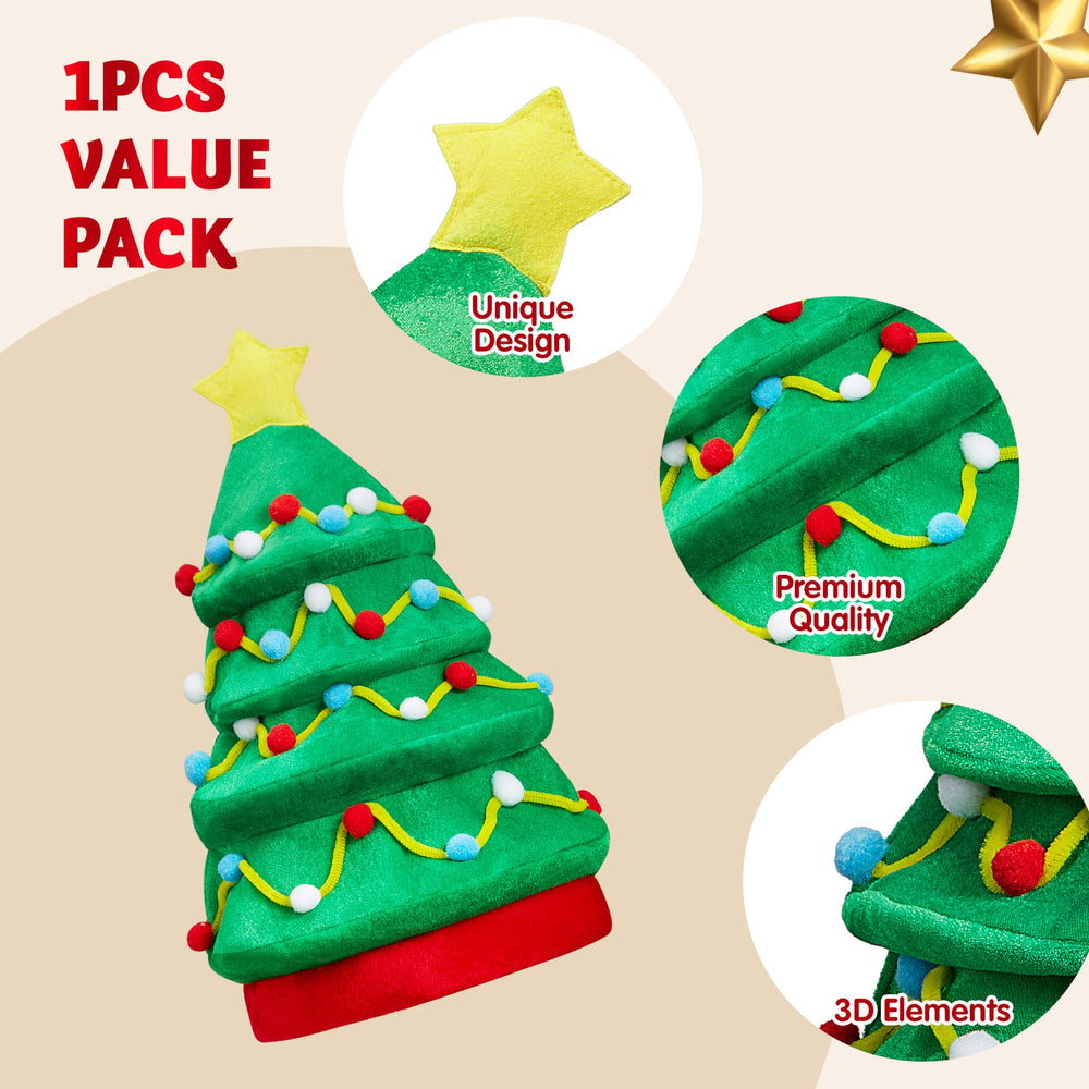 JOYIN Christmas Tree Hat plush pom design delivers cute charm for family gatherings