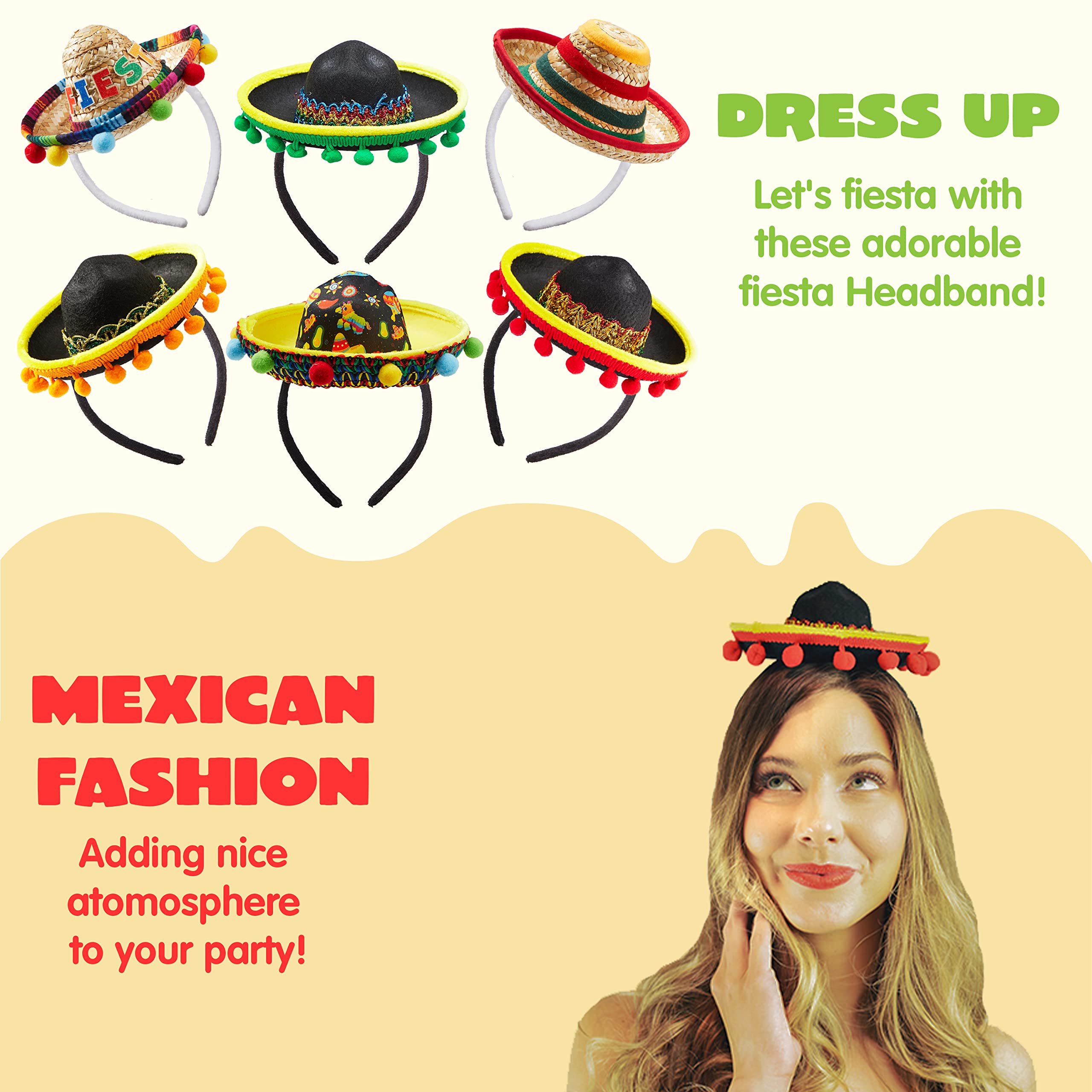Close-up of colorful fringes on Joyin fabric sombrero headband for celebrations