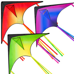 JOYIN large delta kite trio in red, green, and purple for colorful, family-friendly outdoor fun