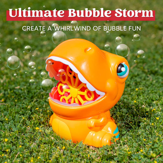 JOYIN dinosaur bubble machine battery compartment accessible for quick setup.