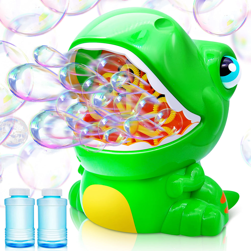 JOYIN product packaging highlighting the green dinosaur bubble machine.