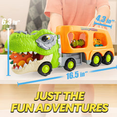 JOYIN Six mini dinosaur cars fit neatly on two storage decks