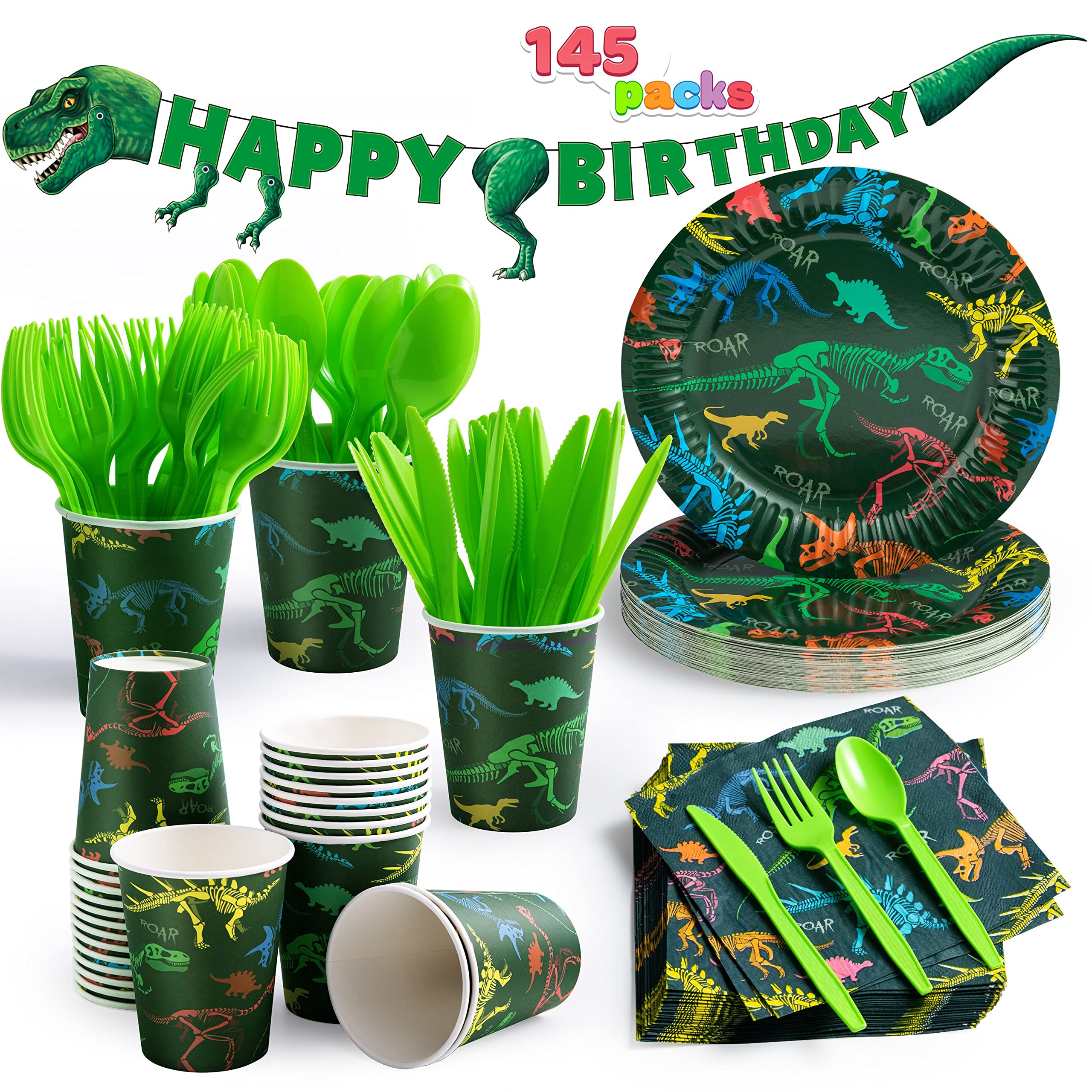 JOYIN dinosaur plates for kids—sturdy 9-inch party plates for meals.