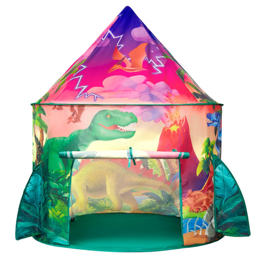 JOYIN dinosaur play tent assembled for instant fun and mess-free setup.