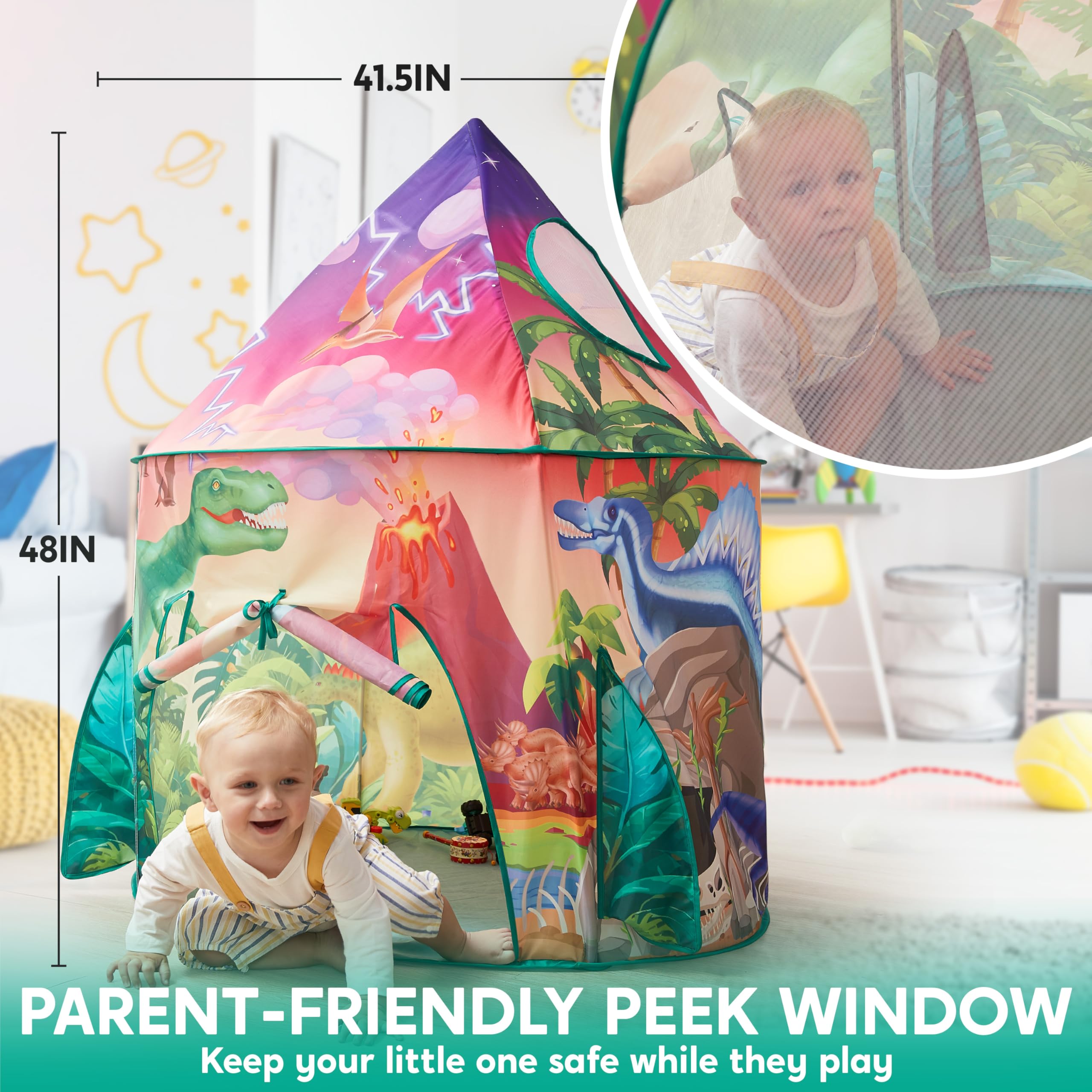 JOYIN dinosaur play tent ready for outdoor adventures and spontaneous backyard hunts.