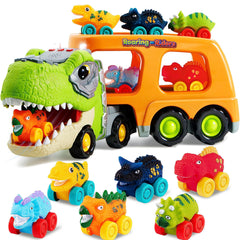 JOYIN Dinosaur Truck storage deck holds six cars for tidy playtime