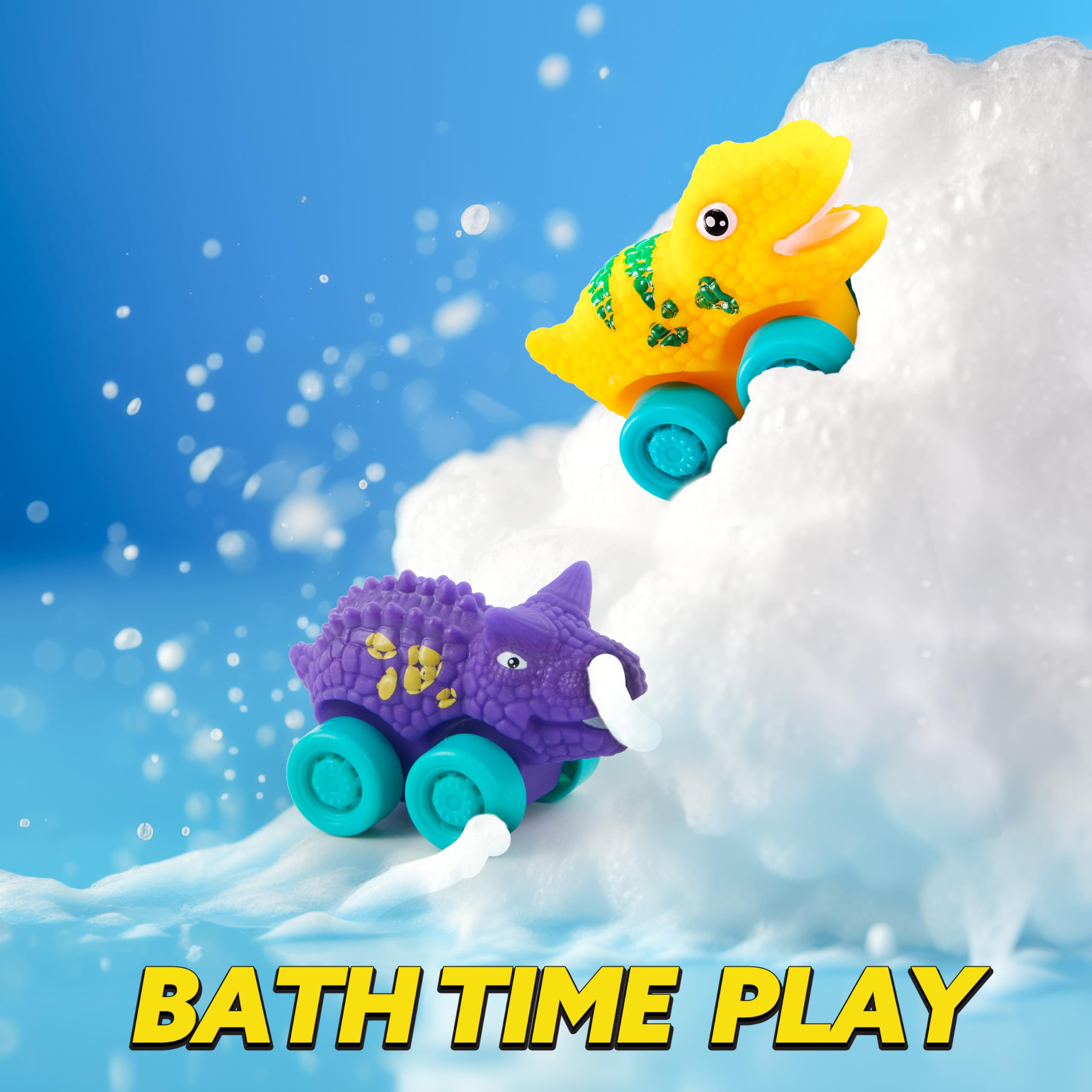 JOYIN mini dinosaur cars made of rubber for water-friendly play