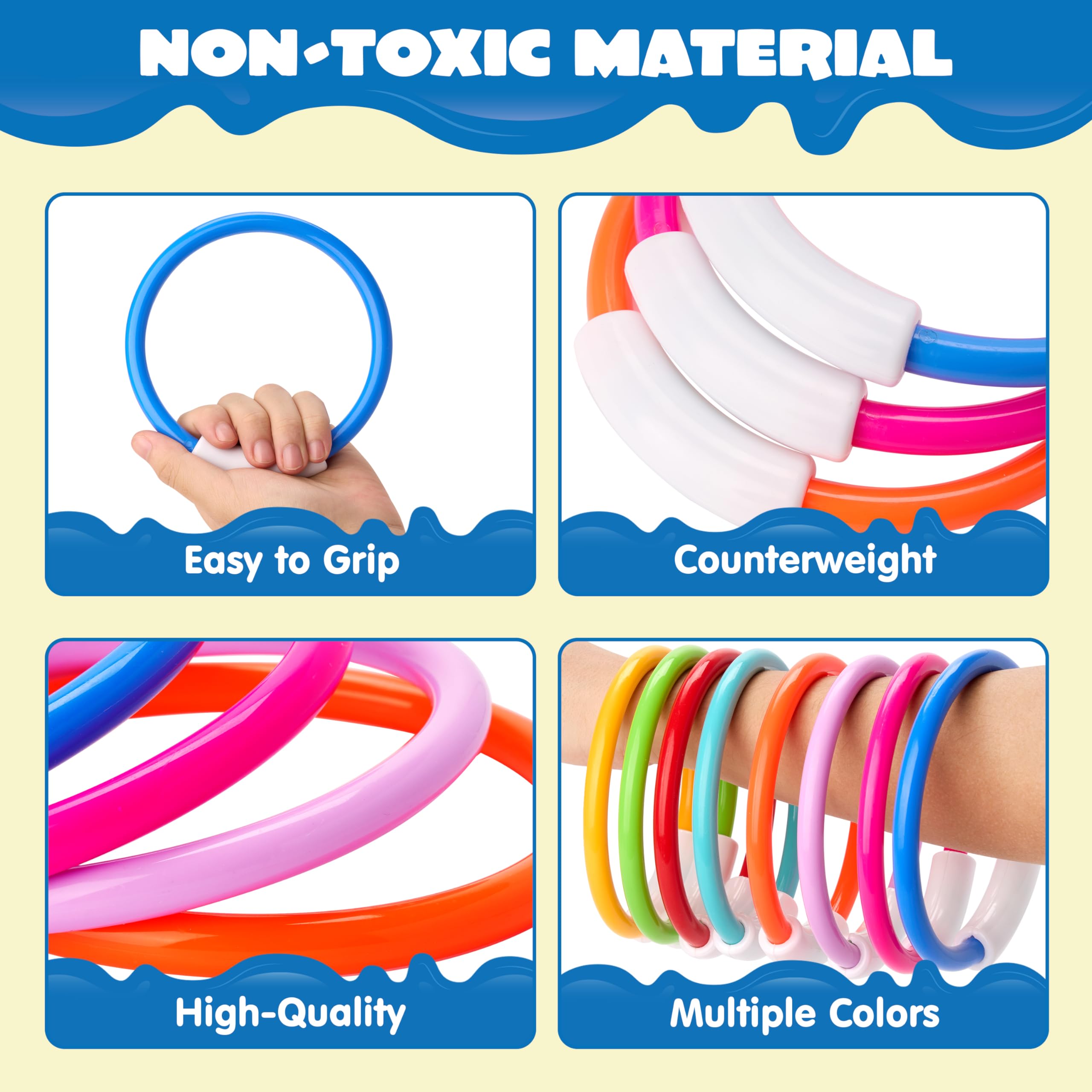 JOYIN Dive Rings bright colors resist fading, keeping underwater visuals vibrant during play