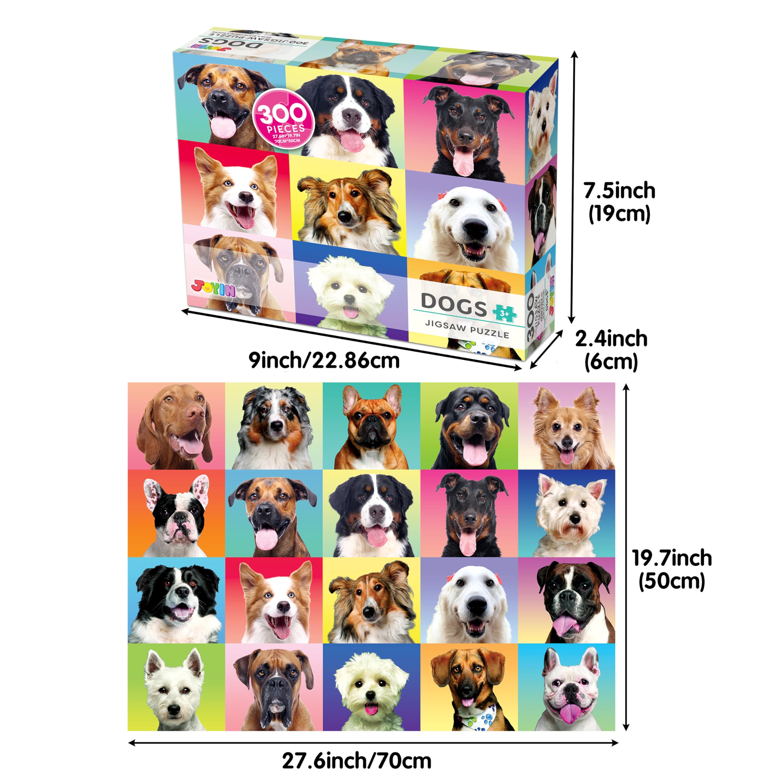 JOYIN dog puzzle complete size 27.6 by 19.7 inches on display