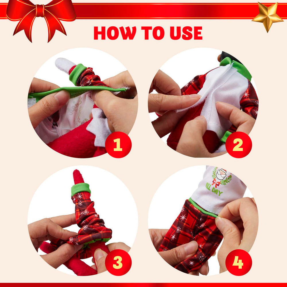 JOYIN red-green pants sweater set for dolls, easy dress-up.