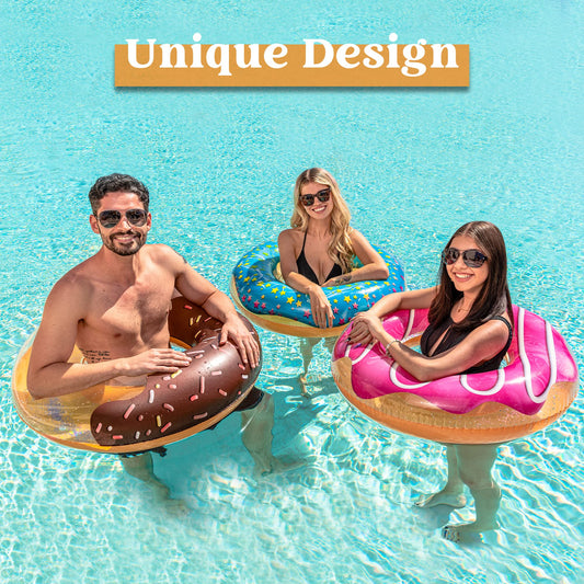 JOYIN Donut Pool Float Chocolate Glaze with glitter finish for stylish pool decor.
